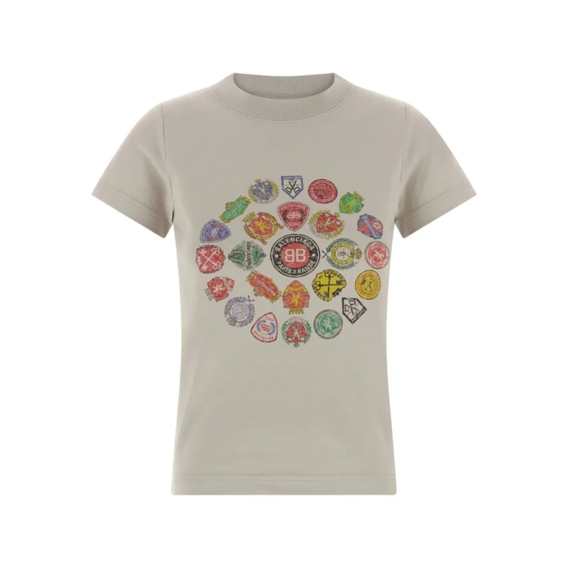 Balenciaga T-shirt Logo Print T-Shirt Neutrals