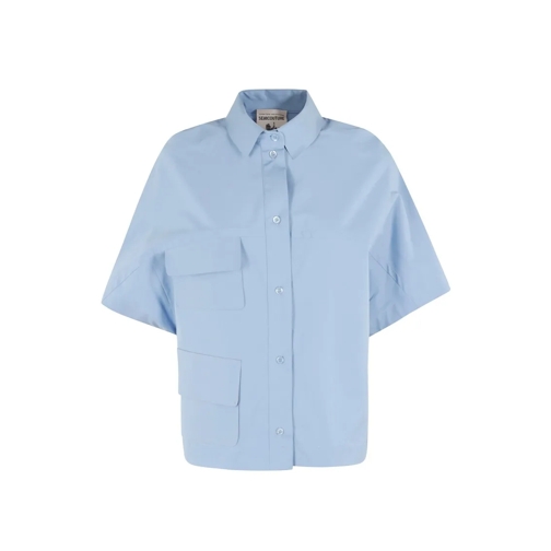 Semi Couture Chemises Brunilde Relaxed Oversized Cotton Top Blue