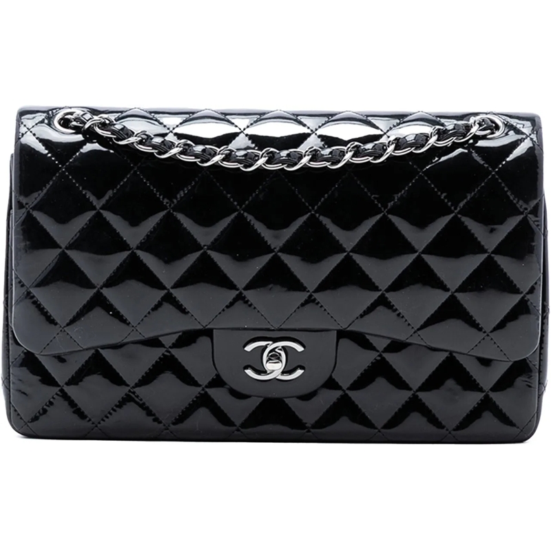 Chanel Schultertasche Jumbo Classic Patent Double Flap schwarz