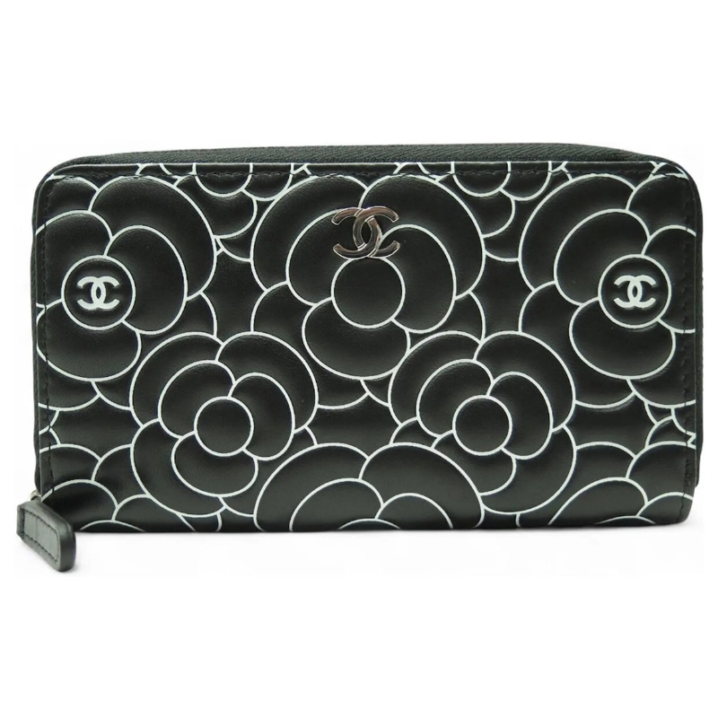 Chanel Portemonnee NEUE CHANEL CAMELIA SCHWARZ UND WEISS GELDBÃ–RSE L schwarz