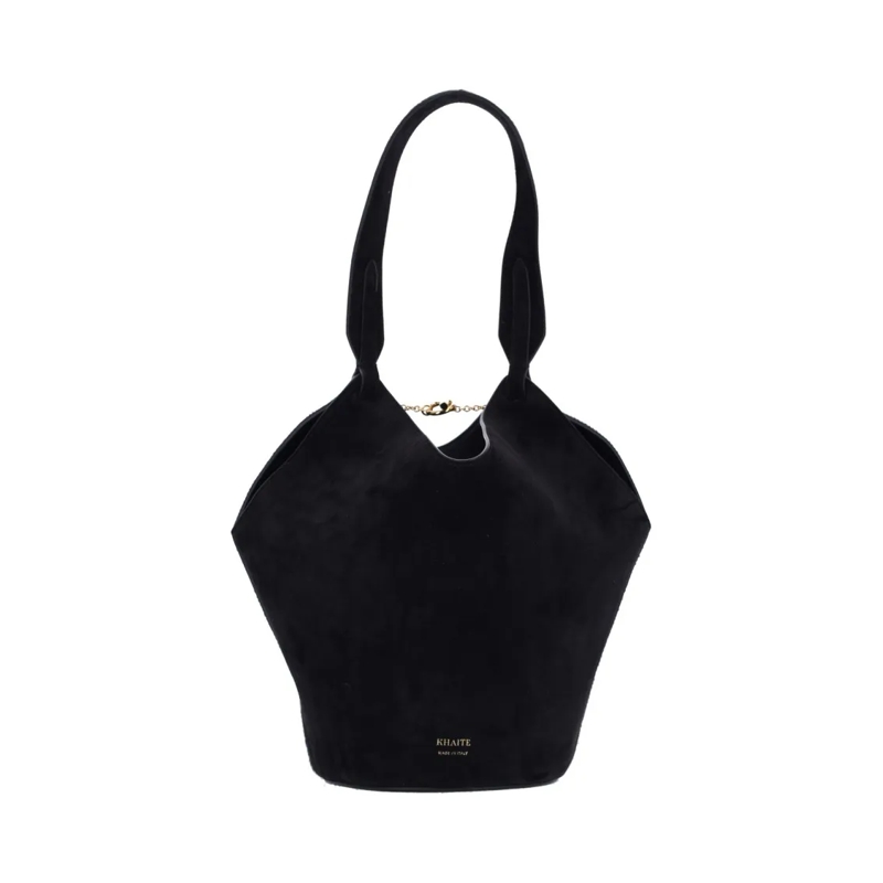 Khaite Tote "Lotus" Bag In Black Calfskin Front Black