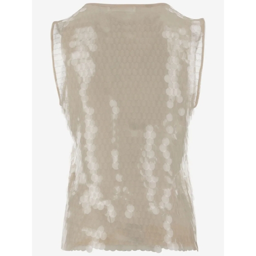 Niccolò Pasqualetti Blusen Nylon Top With Sequin Pattern Neutrals (Image 2)