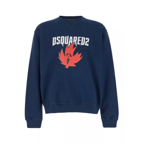 Dsquared2 Blue Crewneck Sweatshirt With Screaming Maple In C Blue 