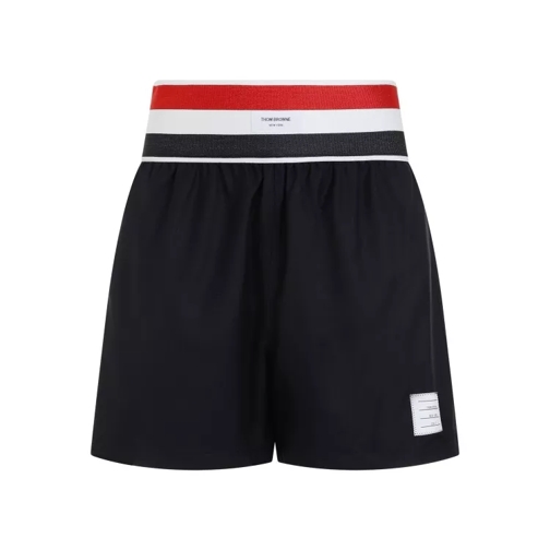 Thom Browne Thome Browne Navy-Blue Wool Elastic Waist Rugby Sh Black 