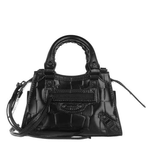 Balenciaga Neo Classic City Nano Bag Textured Calf Leather Black Rymlig shoppingväska