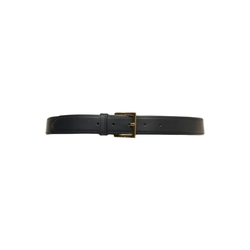 Orciani Riem Narrow Black Smooth Leather Belt With Polished Met Black