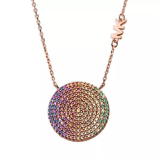 Michael Kors 14K Sterling Silver Rainbow Pavé Pendant Necklace Rose Gold Kurze Halskette