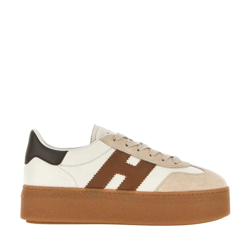 Hogan Lage-top sneaker Elegant Lace-Up Sneakers With Suede Overlays Neutrals