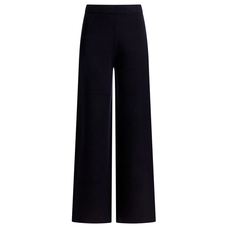 Max Mara  Wide-Leg Wool-Cashmere Trousers With High Elastic  Black
