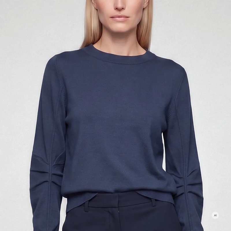 Marc Aurel  Pullover- Faltendetail am Ärmel- Rippen-Abschlü blau(Image 3)
