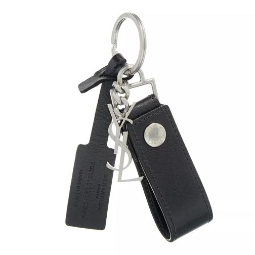 Saint Laurent Cassandre Leather Keyring Black Nyckelring