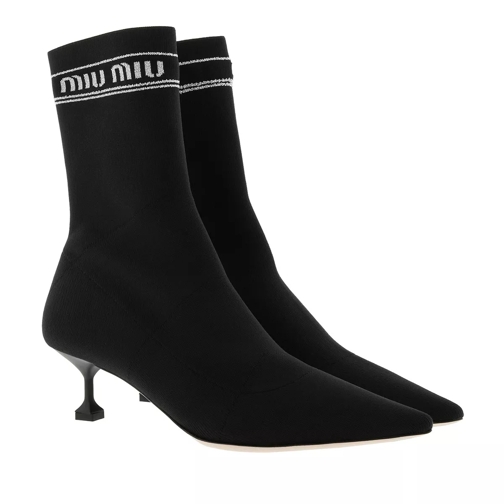 Miu Miu Pointy Sock Boots Nero/Argento Stiefelette