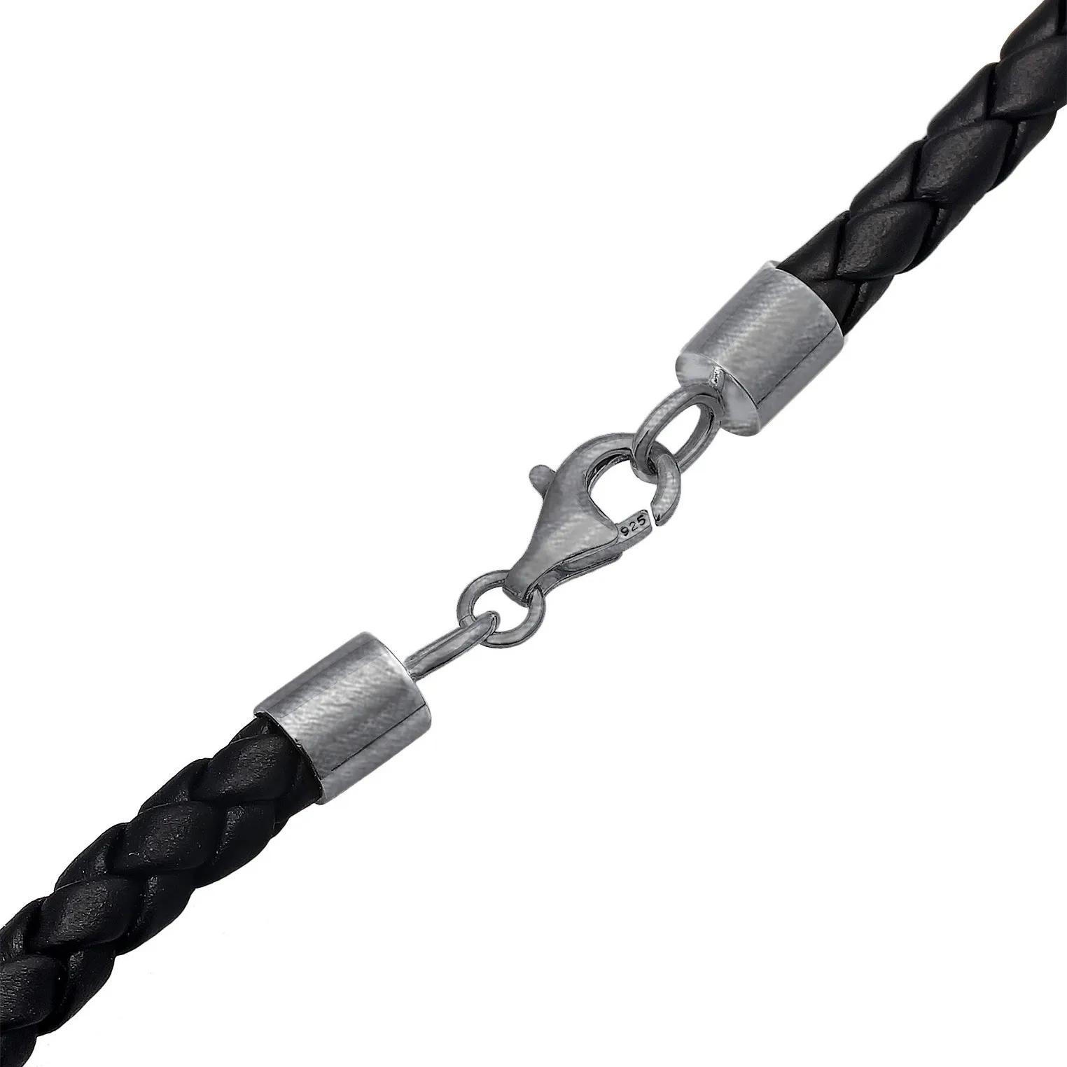 Thumbnail - Kuzzoi Halsketten - Halskette Leder Keltischer Knoten Thor's Hammer 92 - Gr. unisize - in Silber - für Damen