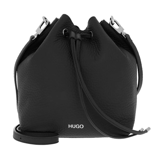 Hugo Downtown Drawstring Black Bucket Bag