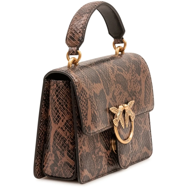 Pinko Schultertasche Borsa Love One Top Handle con Stampa Rettile braun(Image 3)