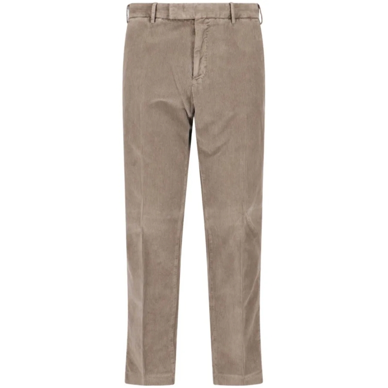 Pt Torino Pantalon de costume Beige Corduroy Trousers With Straight Fit Brown