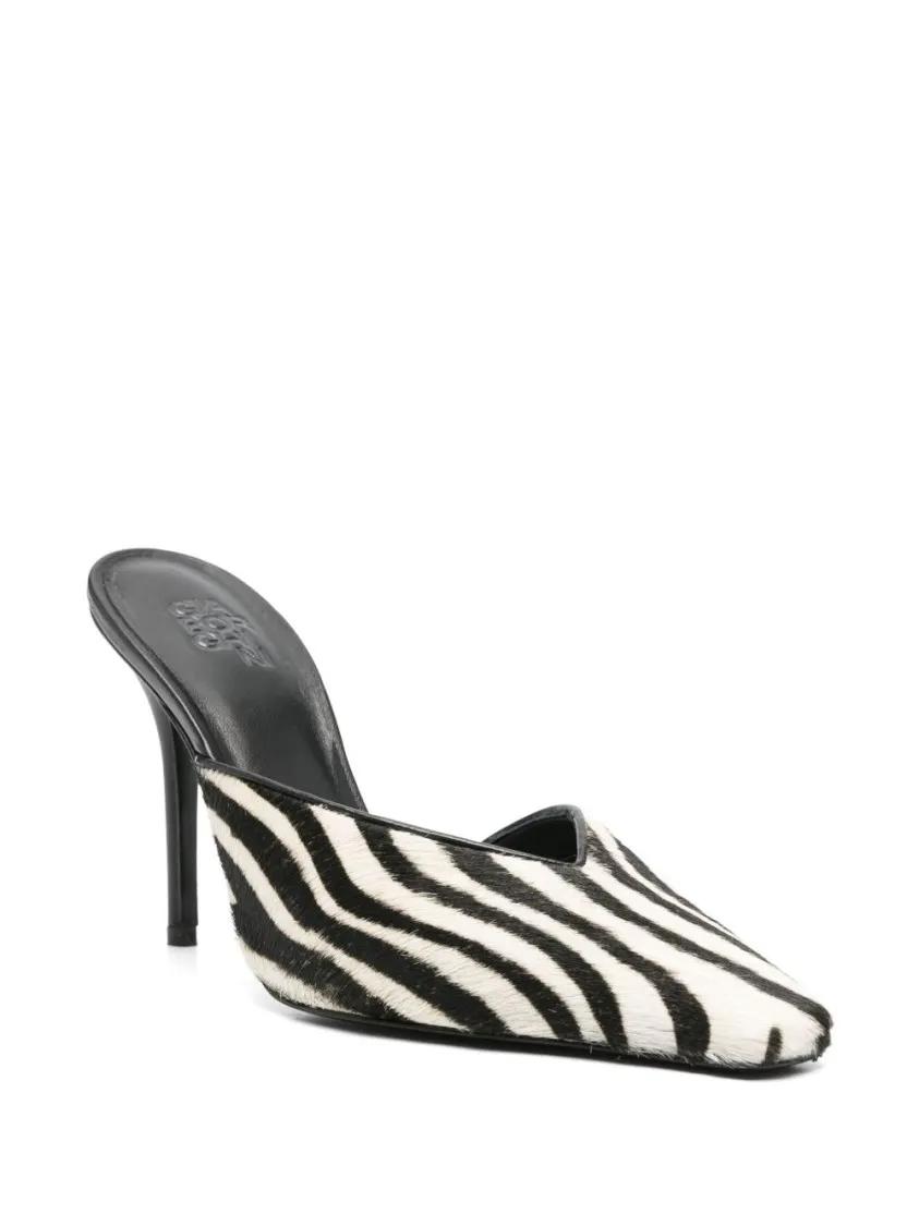 Thumbnail - Gia Borghini Slipper & Pantoletten - Bold Black And White Zebra Print Mule - Gr. 37,5 (EU) - in Schwarz - für Damen