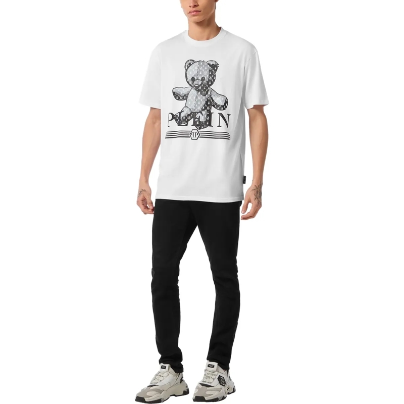 Philipp Plein T-Shirt T-Shirt Rundhalsausschnitt Monogram weiss(Image 4)