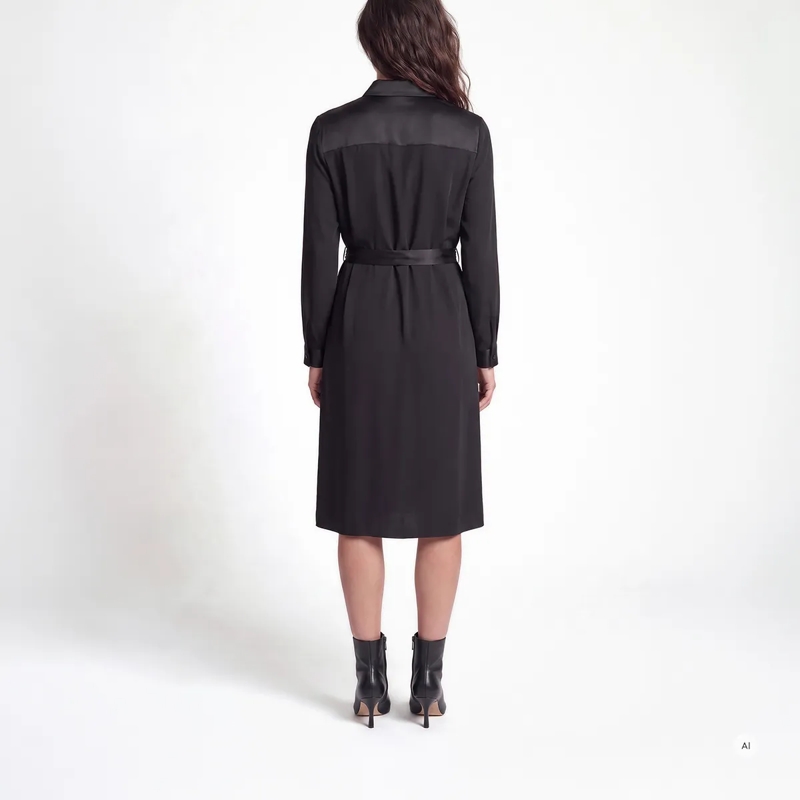 Marc Aurel Kleid Midikleid- mit Bindegürtel- aufgesteppte Brustt beige(Image 4)