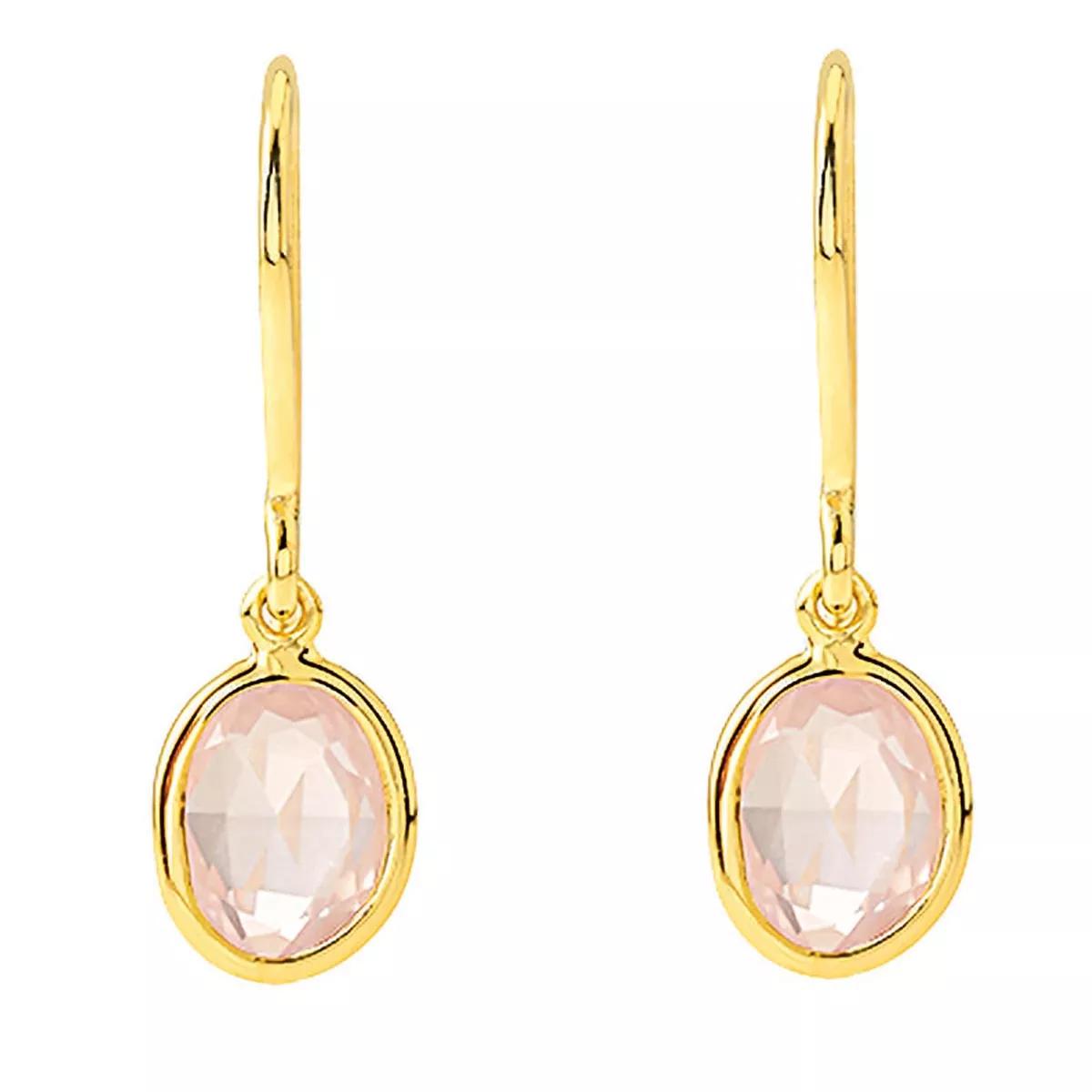 Indygo Ohrringe - Bahia Earrings with Rose Quartz - Gr. unisize - in Gold - für Damen