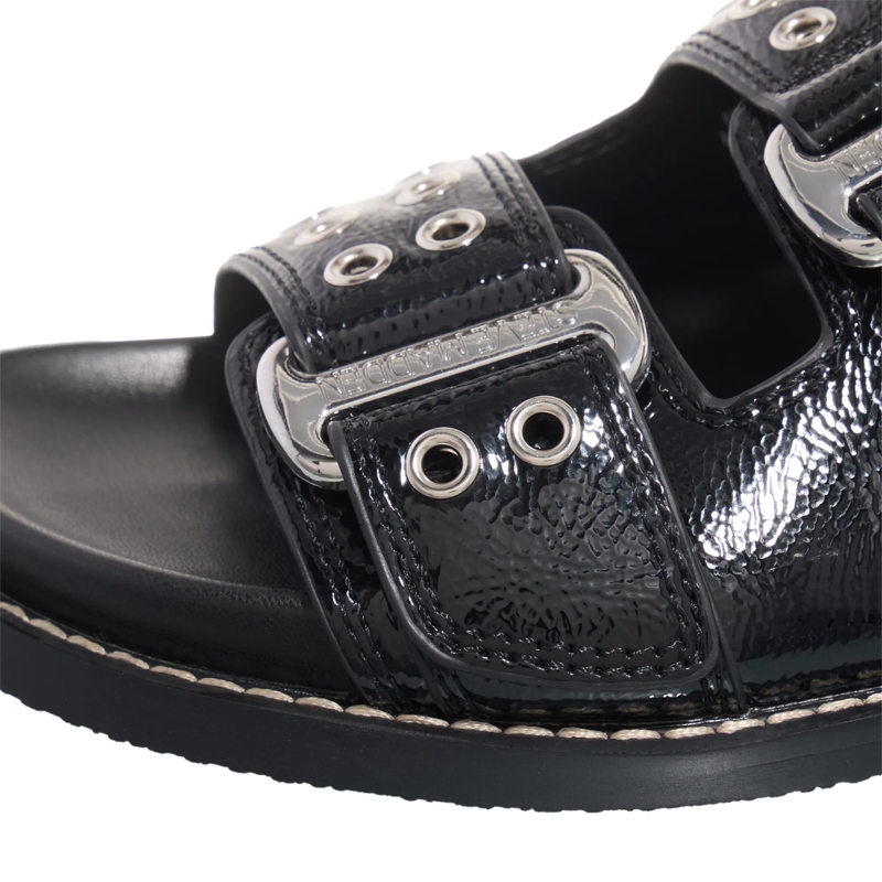 Steve Madden Slides Agent Black Crinkle Patent(Image 9)
