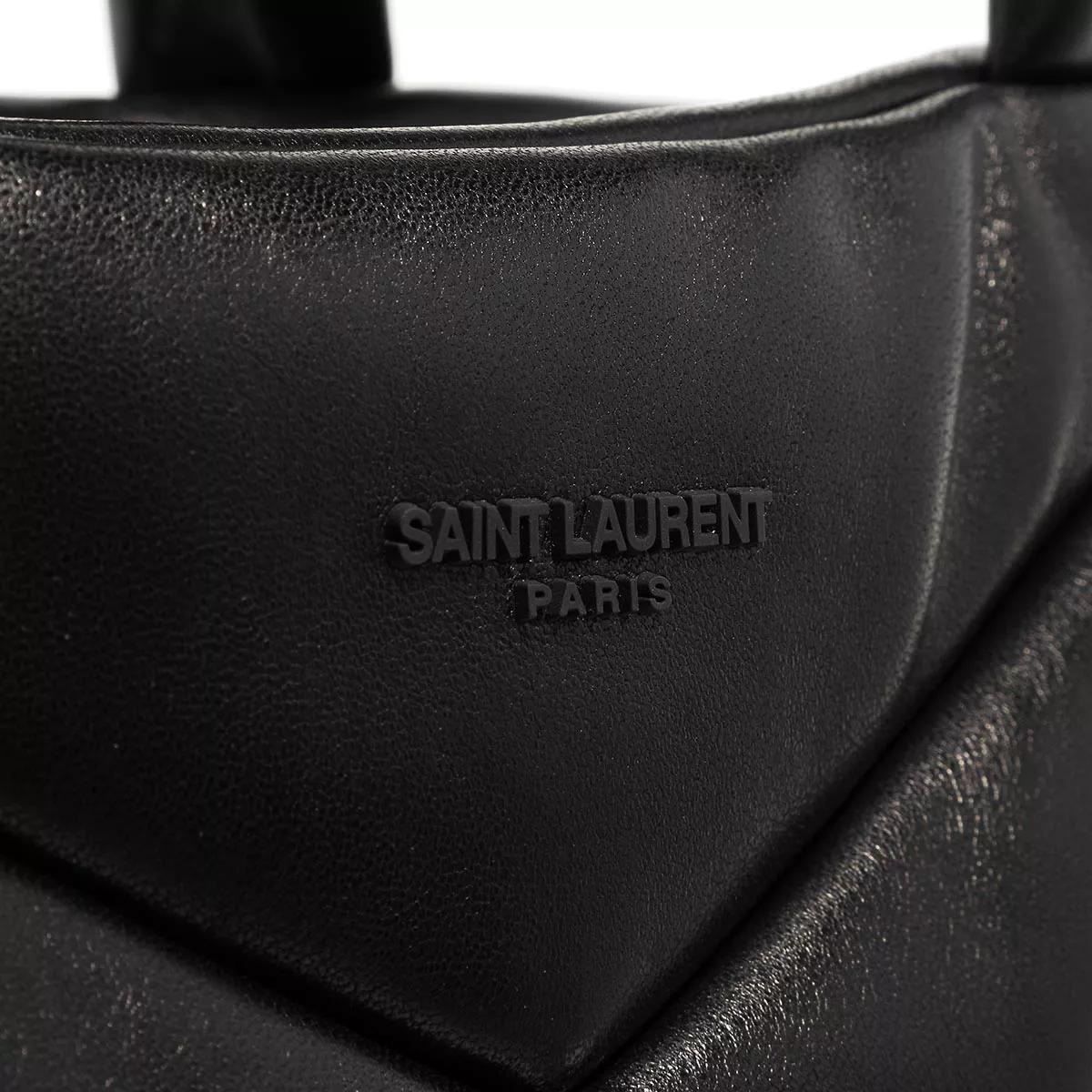 Saint Laurent Shoppers Puffer Tote In Nappa Lambskin in zwart