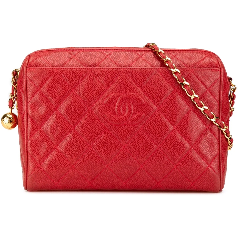 Chanel Schultertasche CC Quilted Caviar Chain Camera Bag rot