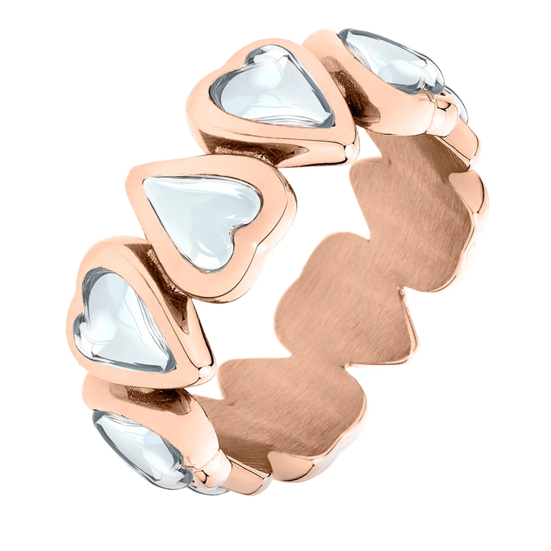 Liebeskind Berlin Ring Edelstahl Glass Heart rose