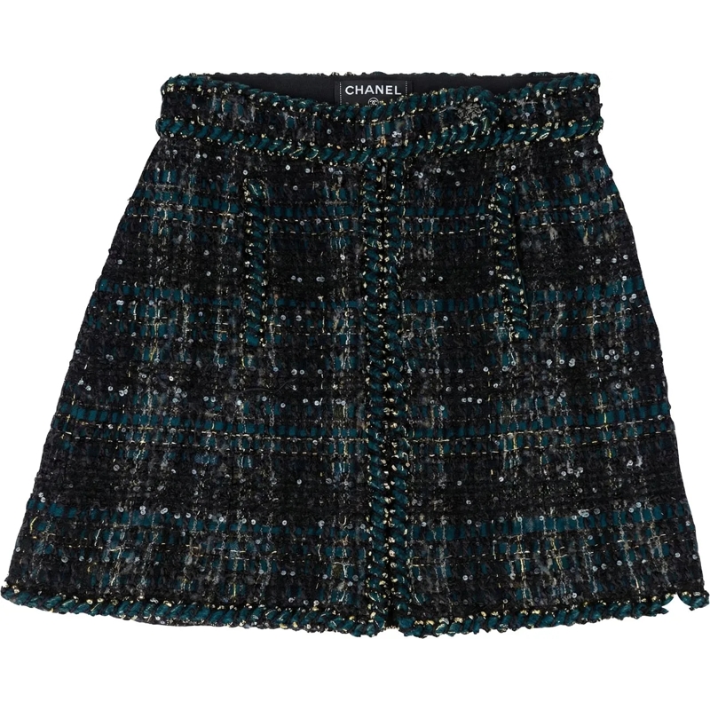 Chanel Midirock Chanel Multicolor Tweed Skirt (D 38 / FR 40) grün