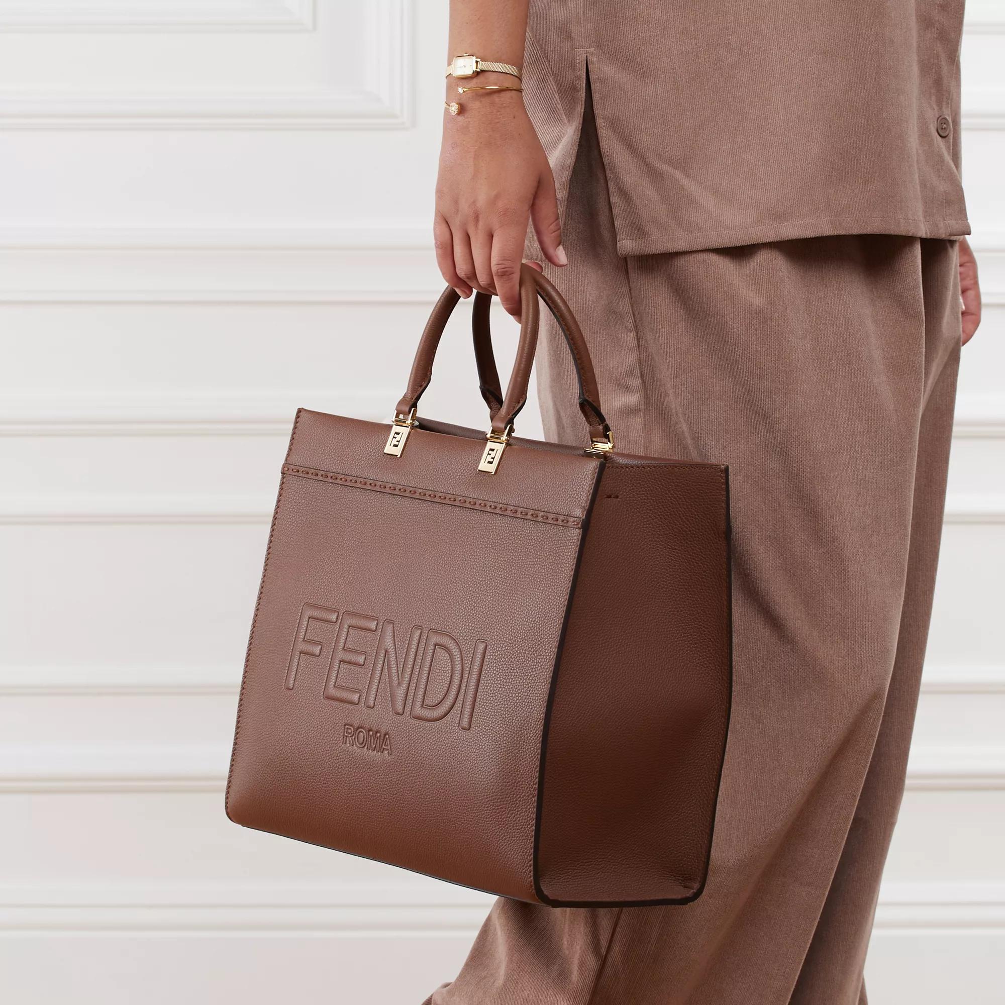 Fendi Tote van generfd leer met afneembare band Brown Dames