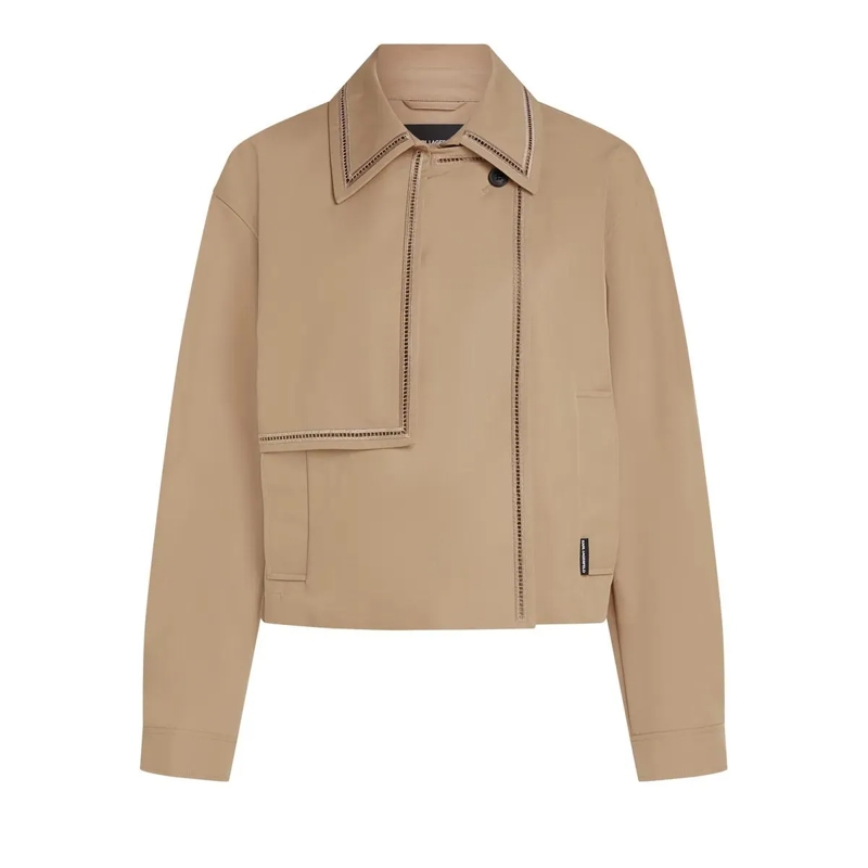 Karl Lagerfeld Daunenjacke Kurzer Trenchcoat mit Cut-out-Stickerei beige
