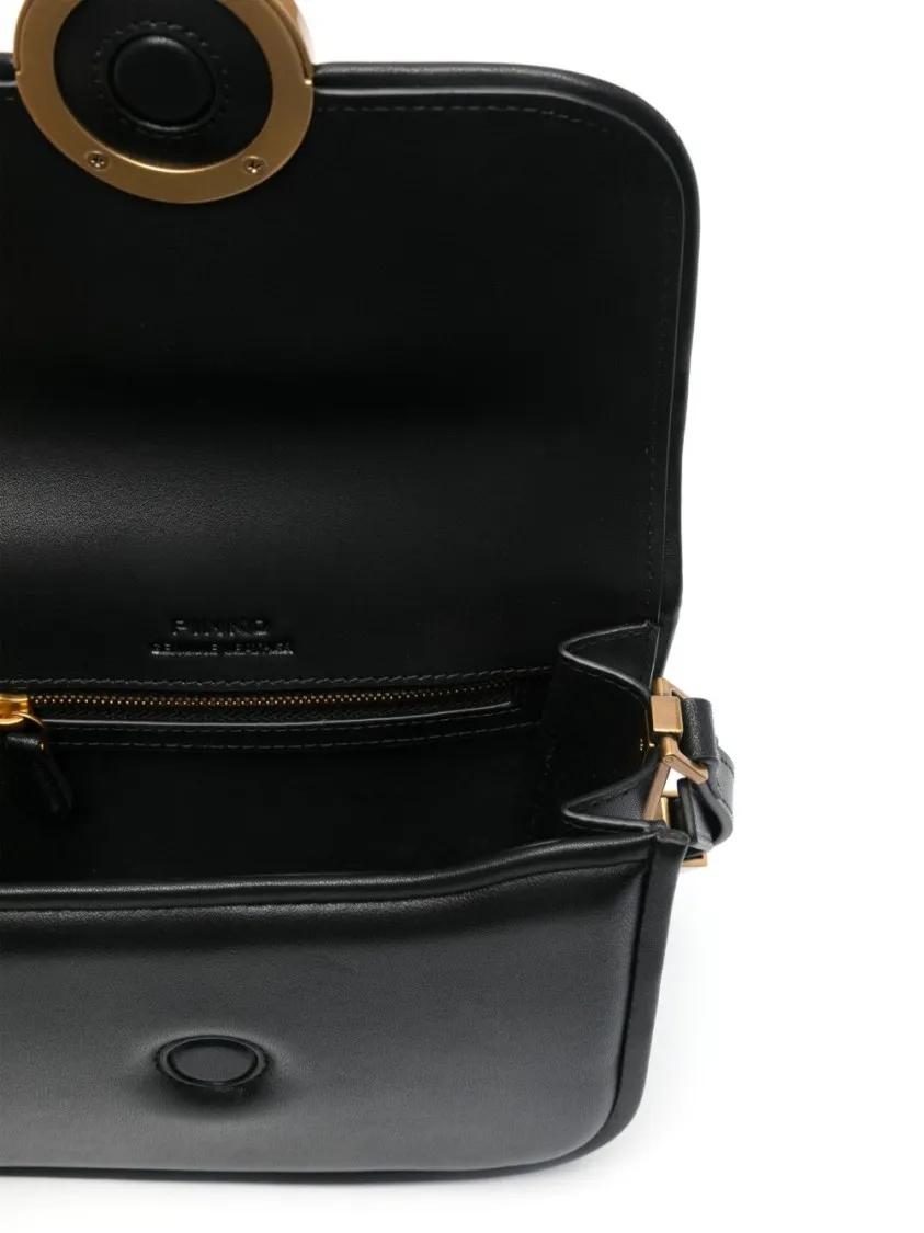 pinko Hobo bags Foldover Top Black Bag in zwart