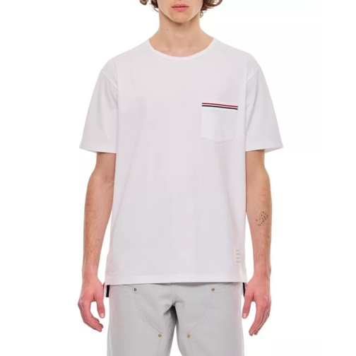 Thom Browne  Ss Rwb Pocket Cotton T-Shirt White