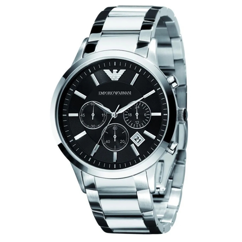 Emporio Armani Chronograph Two-Hand Stainless Steel Watch Silver