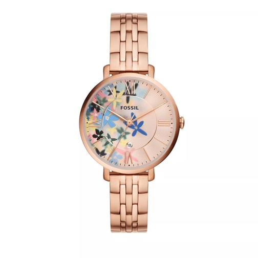 Fossil Jacqueline Three-Hand Date Stainless Steel Watch Rose Gold Montre à quartz