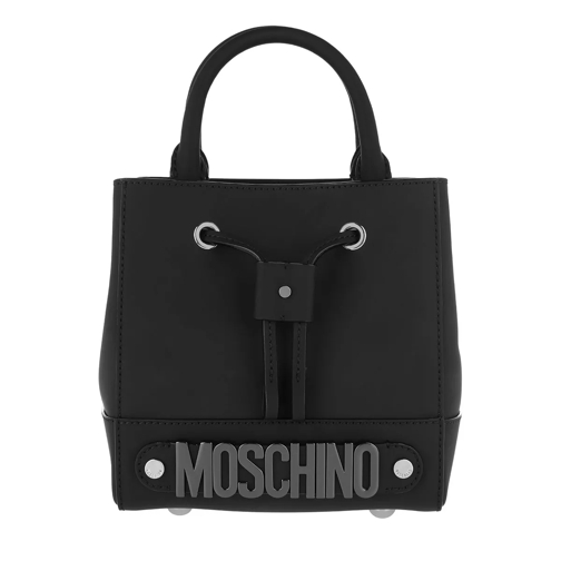 Moschino Bucket Bag Coated Leather Black Crossbody Bag