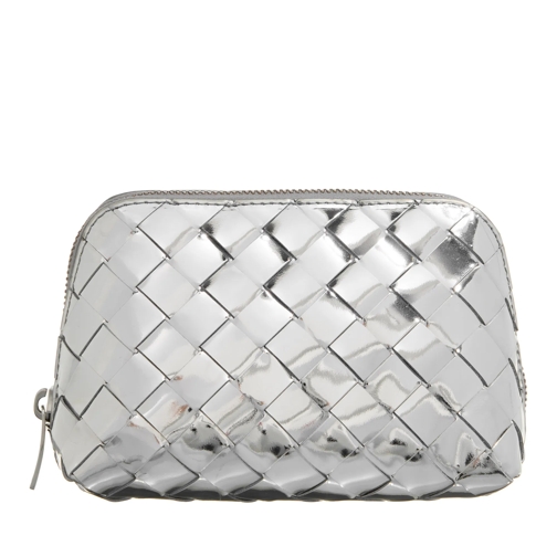 Bottega Veneta Pochette Beauty Pouch in Metallic Silver