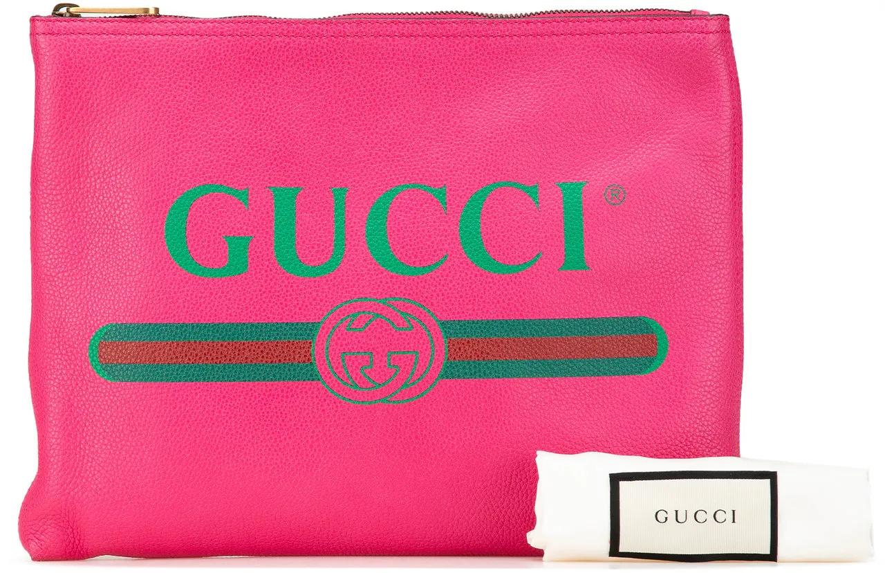 Thumbnail - Gucci Clutches - 2016-2024 Medium Leather Logo Portfolio Clutch - Gr. unisize - in Gold - für Damen
