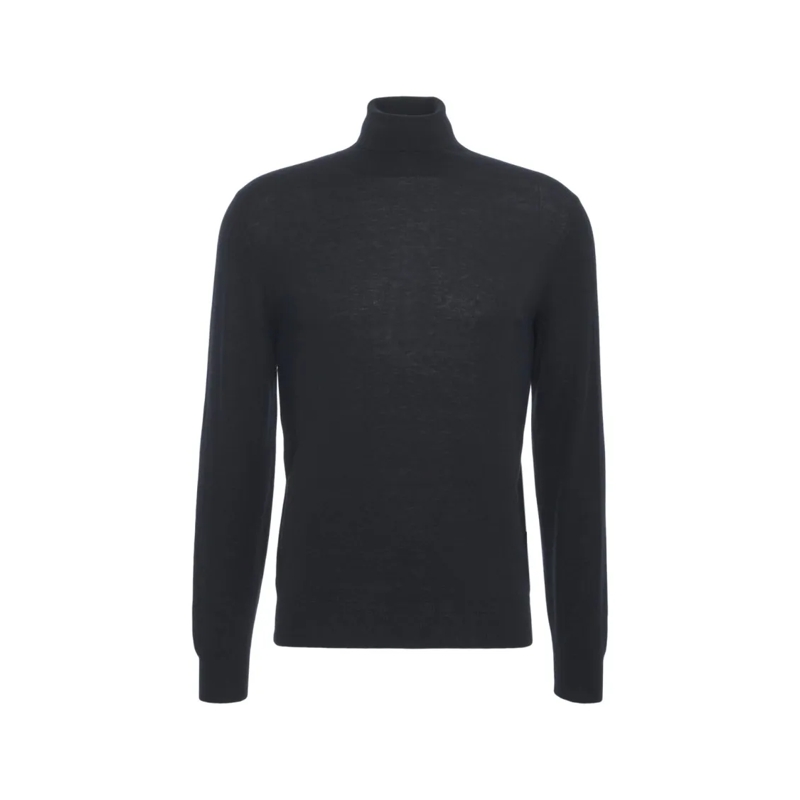 Gender Pull Finely Knit Turtleneck Sweater With Ribbed Cuffs Black