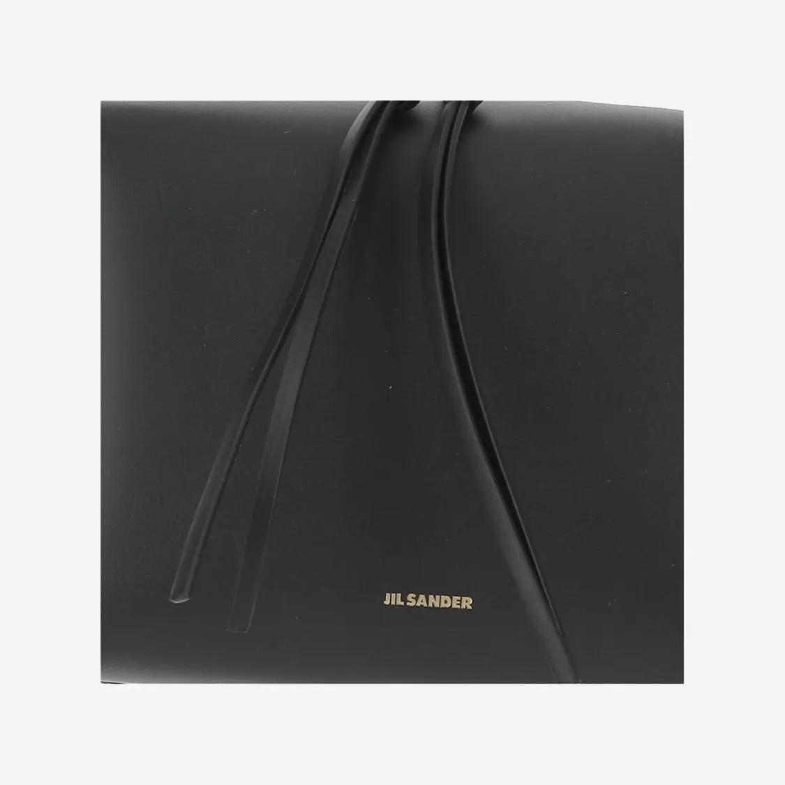 Jil Sander Hobo bags Leather Shoulder Bag With Logo in zwart