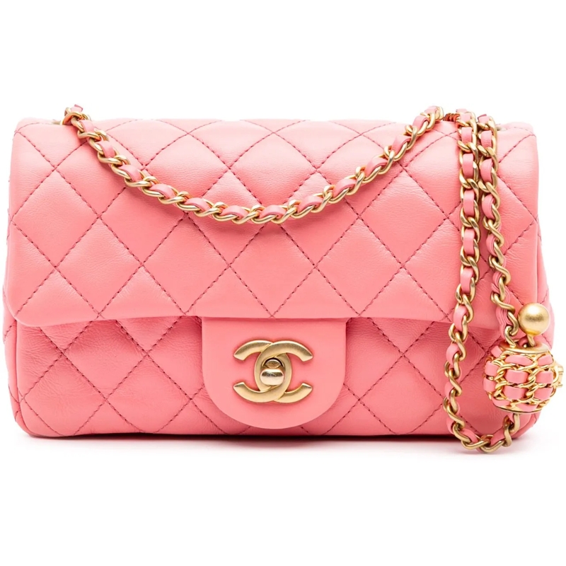 Chanel Sac à bandoulière Mini Rectangular Classic Lambskin Pearl Crush Sing rose