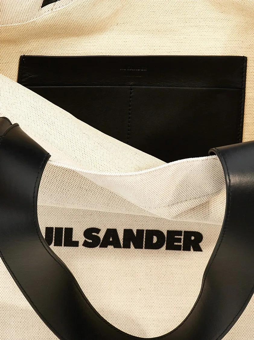 Jil Sander Shoppers & Totes 'Flat Shopper' Large Shopping Bag in beige