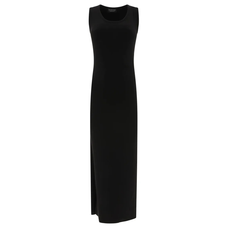 Balenciaga  Ribbed Jersey Sleeveless Dress Black