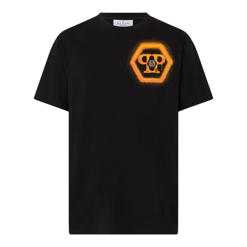 Philipp Plein T-Shirt Round Neck T-Shirt Spray Hexagon schwarz