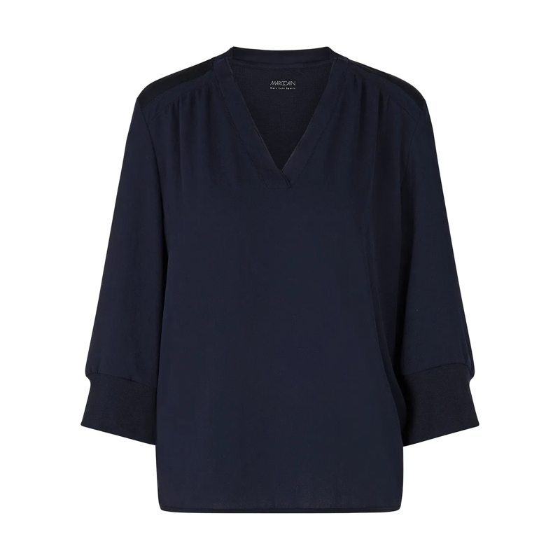 Marc Cain Blouse Blusenshirt aus Materialmix Dunkelblau