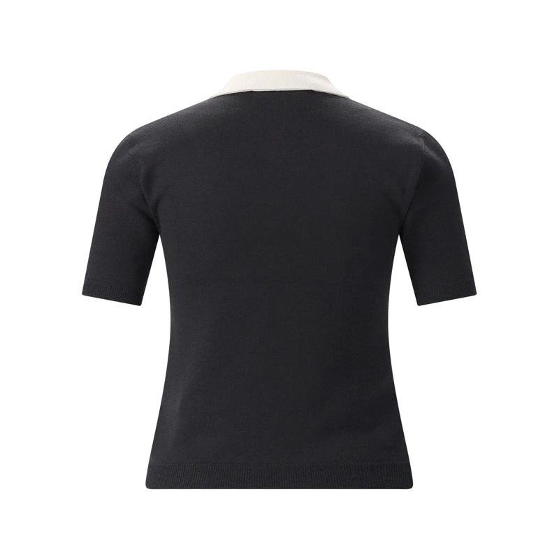 Valentino Garavani T-Shirt Kurzarmpullover mit Seiden-Detail schwarz(Image 3)