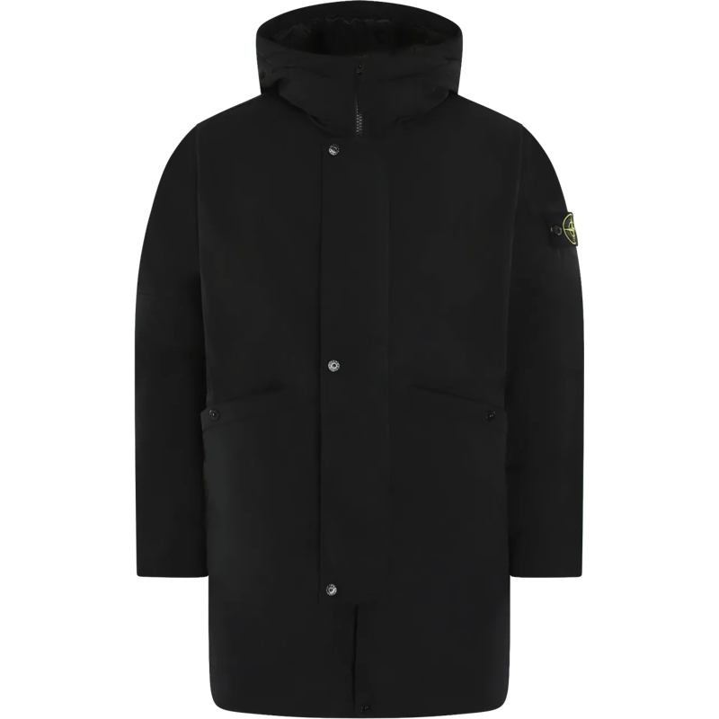 Stone Island Doudoune Heren Logopatch Long Parka Zwart schwarz