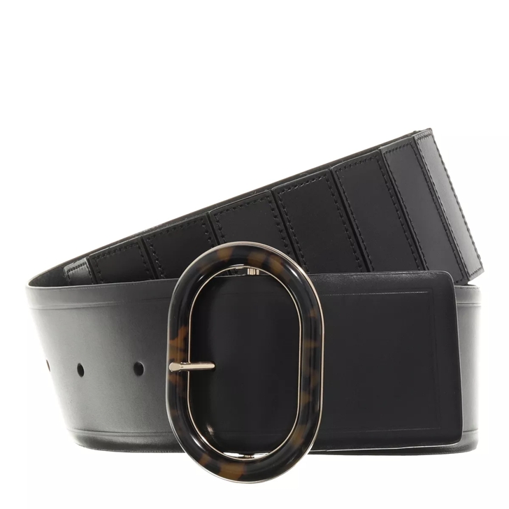 Michael Kors 60Mm Leather Belt W Tort Buckle Black Gold Waist Belt