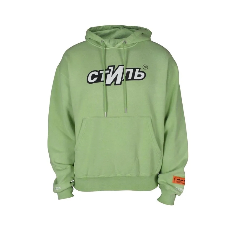 Heron Preston  Light Green Oversized Hooded Sweatshirt Green
