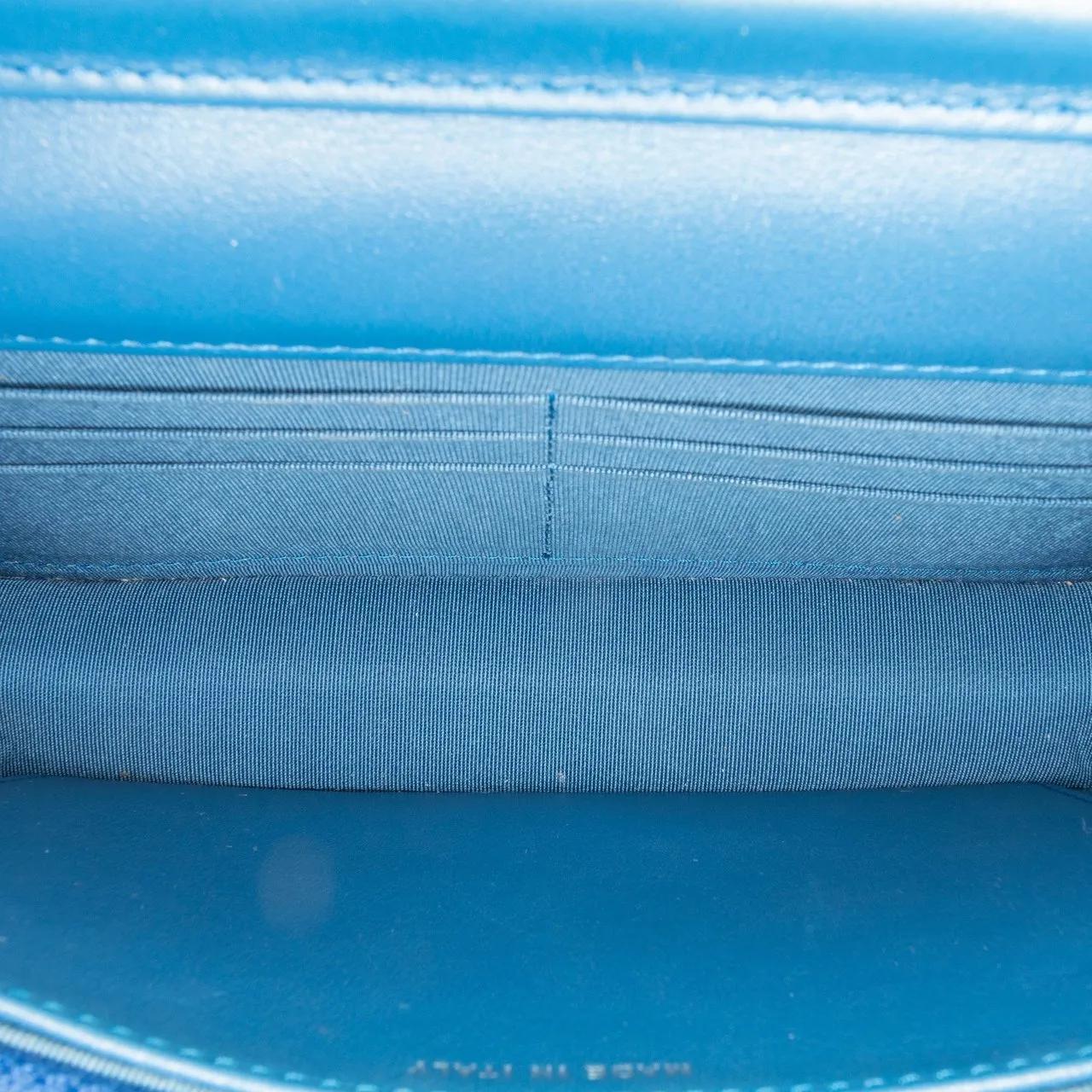 Chanel Hobo bags 2019 Chevron Aged Metallic Calfskin Gabrielle Wall in blauw